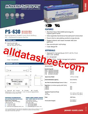 PS-630 Datasheet(PDF) - Power Sonic Corporation