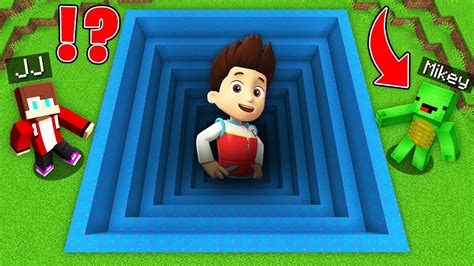 Jj And Mikey Found A Paw Patrol Biggest Pit In Minecraft Maizen Youtube