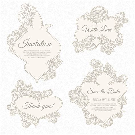 Floral wedding invitation labels vector.rar - Free Download Design File