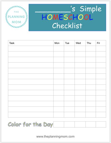 Simple Homeschool Checklist The Planning Mom