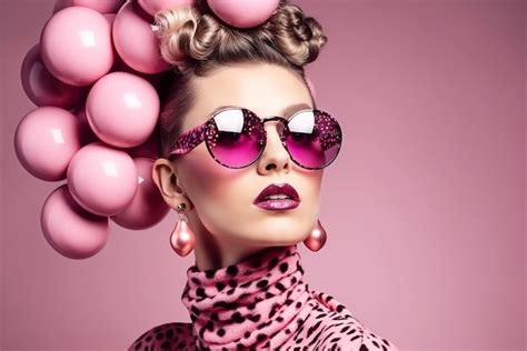 Premium AI Image | A woman with pink sunglasses and pink sunglasses