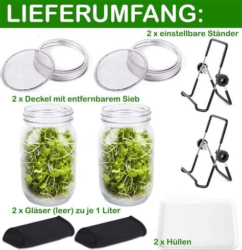 Sprossenglas Keimglas Er Set Ml Mit St Nder Wanne Kaufen Auf