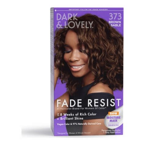 Dark and Lovely Fade Resist Permanent Hair Color 373 Brown Sable, 1.0 ...