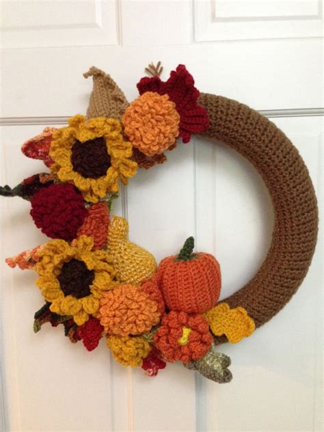 Fall Wreath Made From Various Crochet Patterns Fall Crochet Patterns Free Crochet Wreath