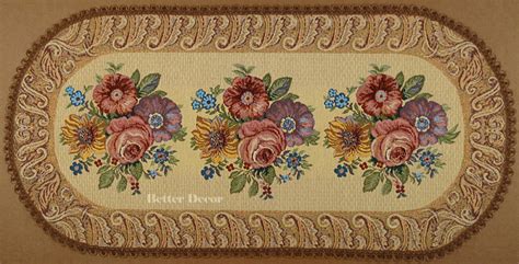 Tapestry table runner "Triple Floral Bouquet"