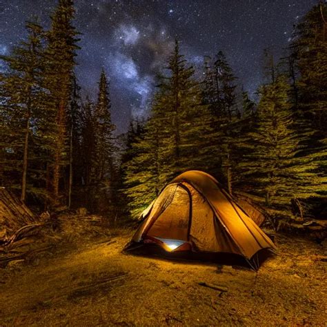 Campire In The Woods At Night In The Canadian Rockys Stable