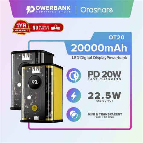 Orashare Ot Mah Transparent Mini Powerbank Scp W Super Fast