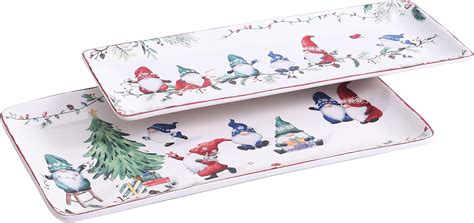 Amazon Bico Christmas Gnomes Ceramic Inch Rectangular Serving