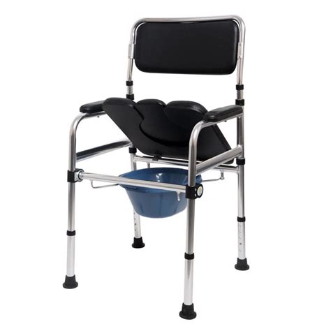 Lightweight Aluminum Commode Chair With Pu Cushion And Removable Pail