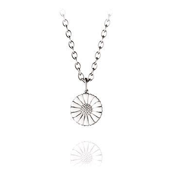 Georg Jensen Jewellery Daisy Pendant 11mm 雛菊系列 喬治傑生 金屬項鍊 純銀鍍銠鍊墜鑲嵌白色琺瑯