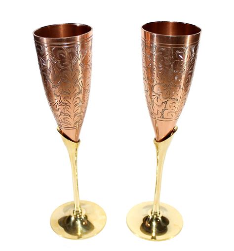 ESplanade Engraved Brass Goblet Champagne Glasses Flutes Coupes Wine