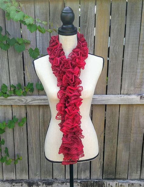 Red Metallic Ruffle Scarf Metallic Shimmer Red Sashay Scarf Etsy