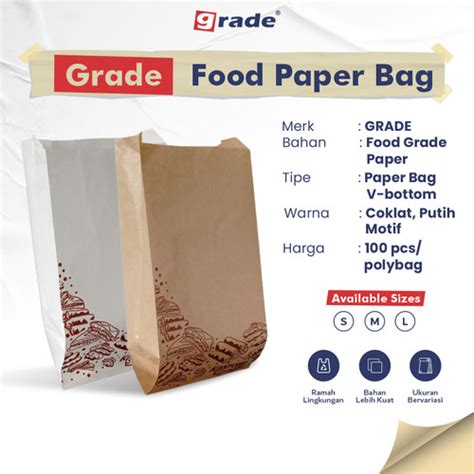 Jual Kantong Kertas Grade Paper Bag Roti Kue Foodgrade Putih Polos M