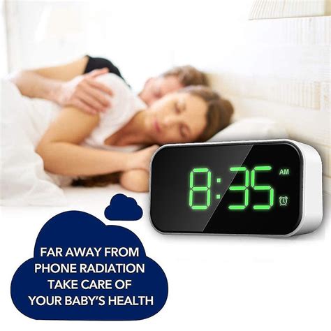 Digital Alarm Clock For Bedrooms Bedside Clock With 6 Levels Of Brightness Snooze White