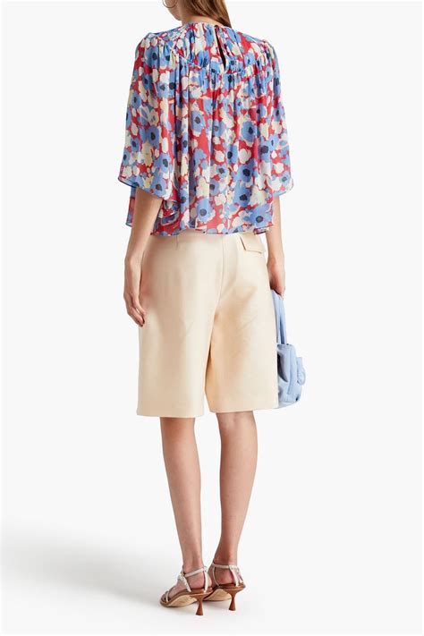 Joie Rosalind Gathered Floral Print Silk Georgette Blouse The Outnet