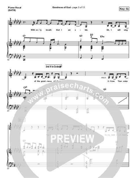 Goodness Of God Sheet Music Pdf Bethel Music Jenn Johnson Praisecharts