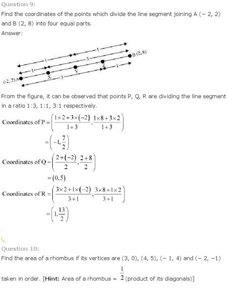 Coordinate Geometry Class 10 Mathematics NCERT Solutions