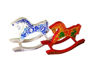 Деревянная лошадка качалка сувенирная Хохлома