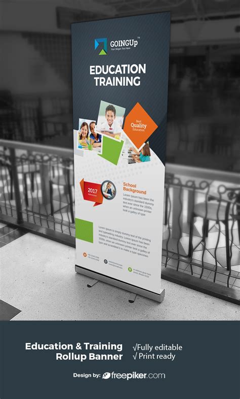 Freepiker Education And Training School Rollup Banner