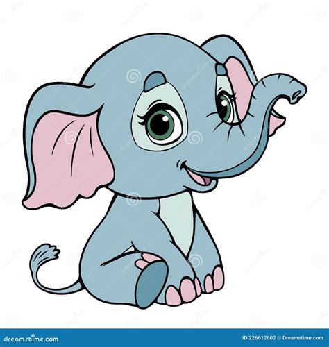 Lindo Elefante Beb Sentado Y Sonriendo Dibujo De Color De L Nea