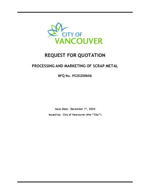 Fillable Online Bids Vancouver Request For Quotation Bidding