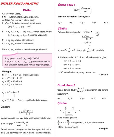 Diziler Konu Anlat M Matematik Kitap Z Mleri Matematik Kalesi