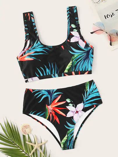 Tropical Shein High Waisted Bikini Bikini Set High Waist Bikinis