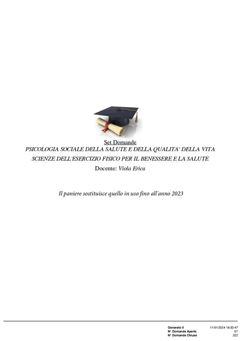 Paniere Nuovo Di Psicologia Sociale Della Salute E Della Qualit