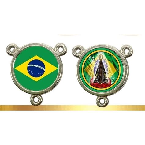 Entremeio Bandeira Do Brasil Nsra Aparecida Resinada Redonda