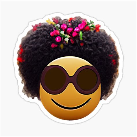 Afro Smiley Emoji Sticker For Sale By Artbysparty Redbubble