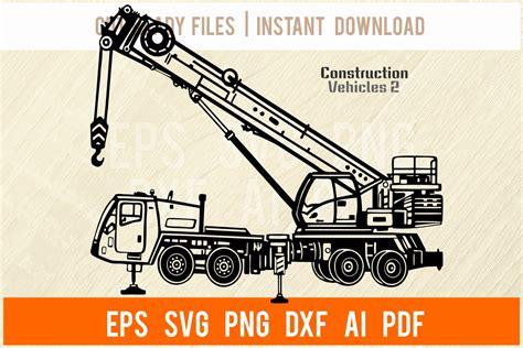 Crane Truck SVG Construction Vehicles Graphic By Ivan19 Creative