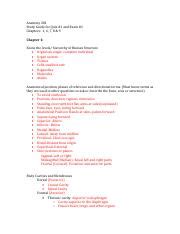 Anat Study Guide1 Pdf Anatomy 201 Study Guide For Quiz 1 And Exam 1