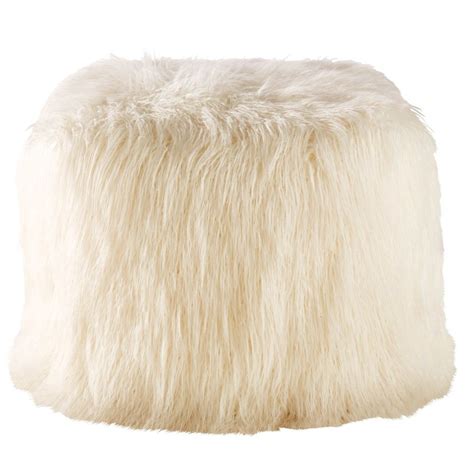 Pouf En Fausse Fourrure Blanche Maisons Du Monde Puf Pasillos Piel