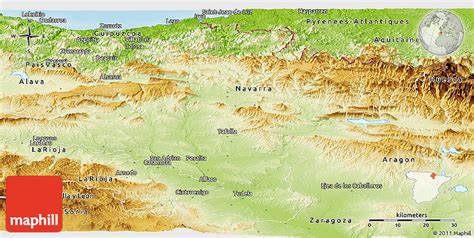 Physical Panoramic Map of Navarra