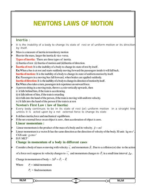 Solution Newtons Laws Of Motion Study Notes Studypool