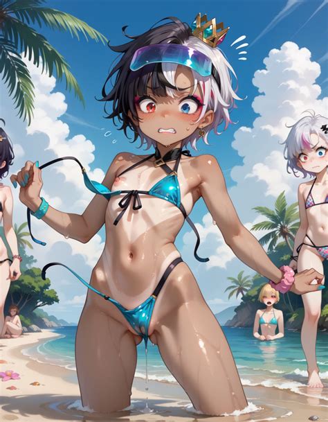 Rule 34 Ai Generated Asexual Beach Crown E Sekai Flat Chest Gyaru Heterochromia Idol En Idol