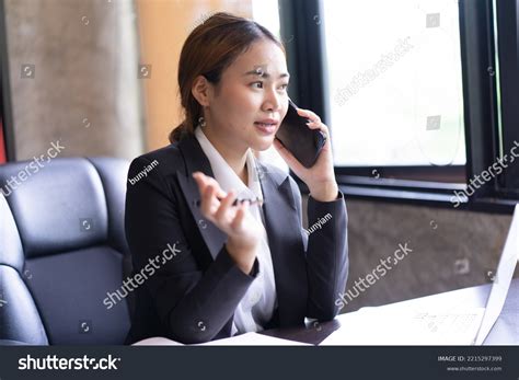 Attractive Brunette Asian Woman Using Mobile Stock Photo Shutterstock
