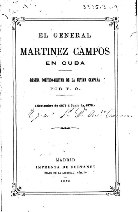 El General Martinez Campos En Cuba Ochando T From Old Catalog