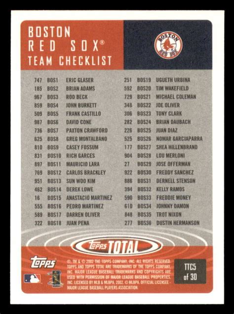 Topps Total Team Checklists Ttc Nomar Garciaparra Boston Red Sox