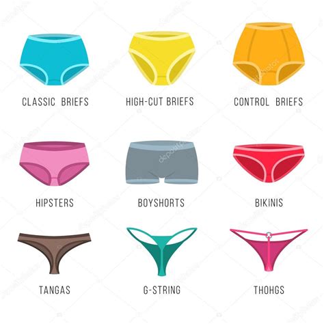 Male Underwear Types Flat Silhouettes Vector Icons Man Briefs Fashion