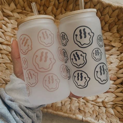 Smiley Face Glass Tumblers Etsy