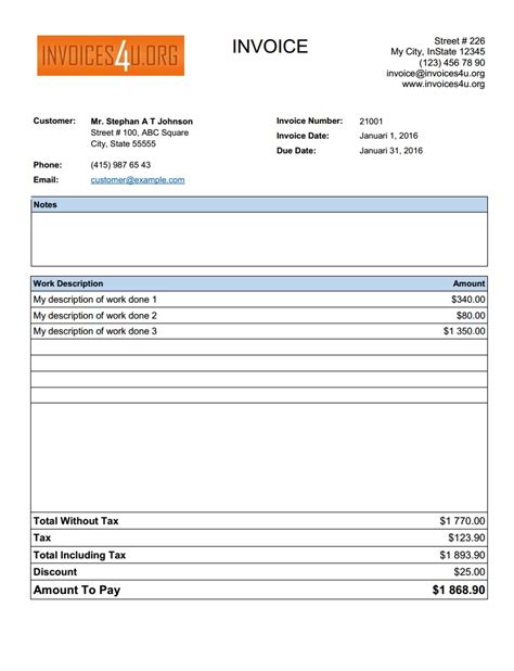 Invoice Template Open Office Db Excel