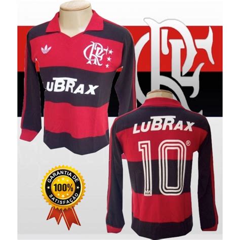 Camisa Retro Flamengo Lubrax Manga Longa