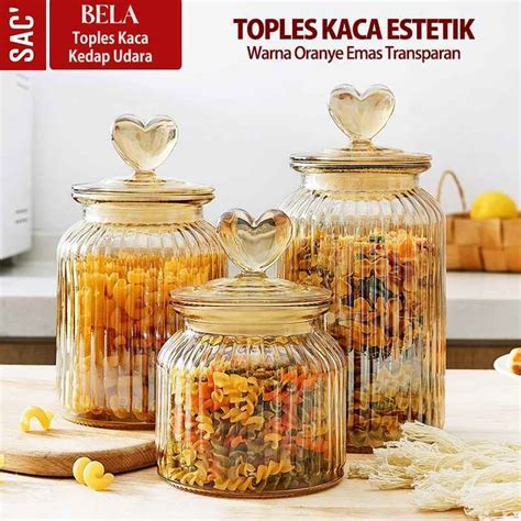 Jual Toples Kue Kering Kaca Kedap Udara Transparan Tempat Penyimpanan