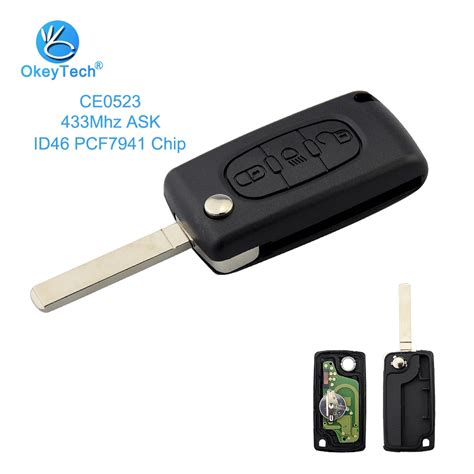 Okeytech Ce For Citroen Remote Key Mhz Id Pcf Chip Light