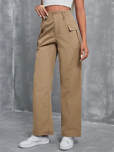 Shein Ezwear High Waist Flap Pocket Cargo Trousers Shein Uk