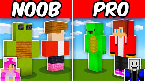 JJ And Mikey STATUE HOUSE Build Challenge NOOB VS PRO YouTube