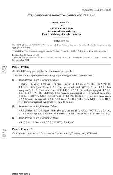 AS NZS 1554 1 2004 Amdt 1 2005 Structural Steel Welding Welding Of