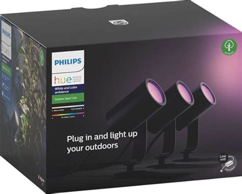 Philips Hue White And Color Ambiance Lily Outdoor Spot Light Base Kit Black 802066 Best Buy