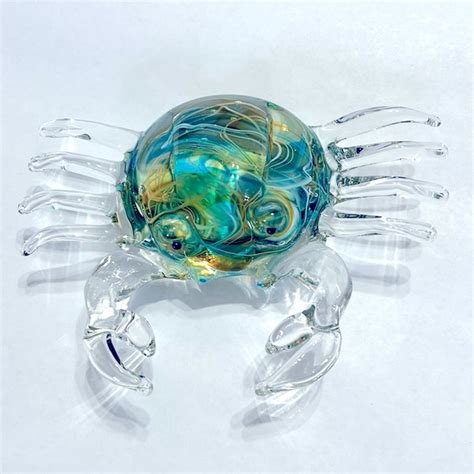 Art Blown Art Glass Nautical Crab Figurine Paperweight Blue Crab Sculpture Sea Poshmark